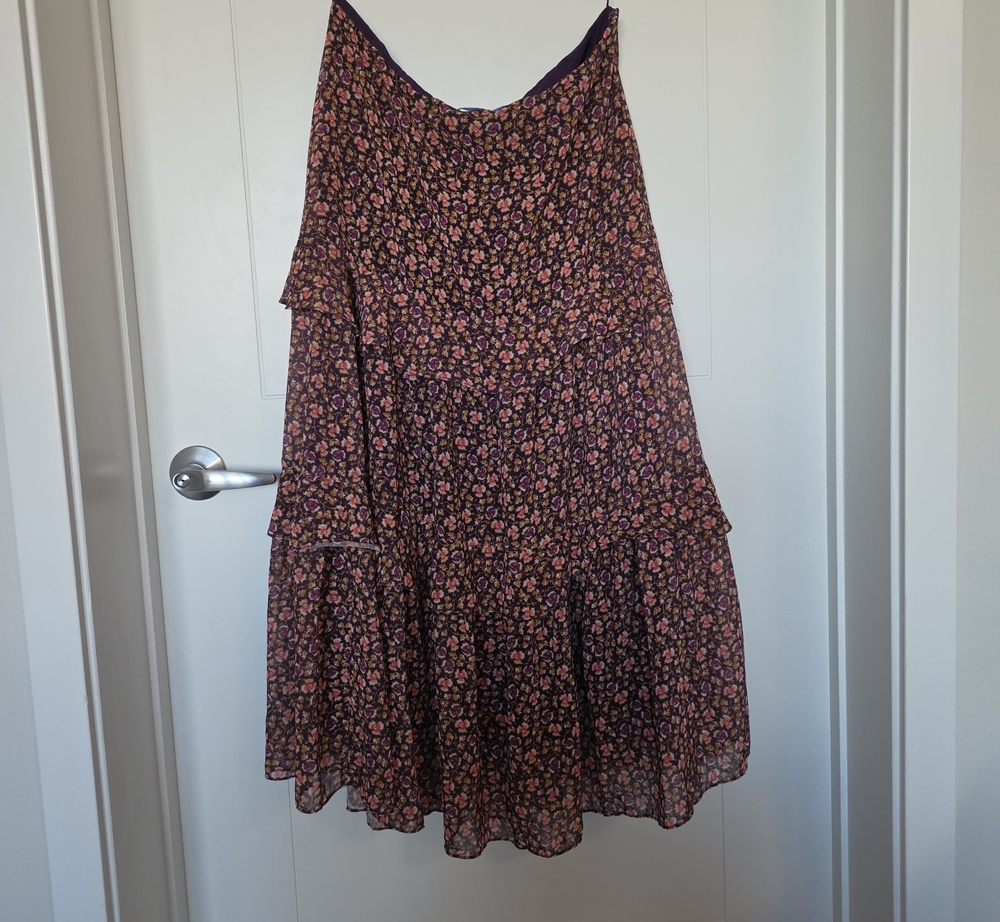 J. McLaughlin Black Maxi SKIRT with Pink Floral Print